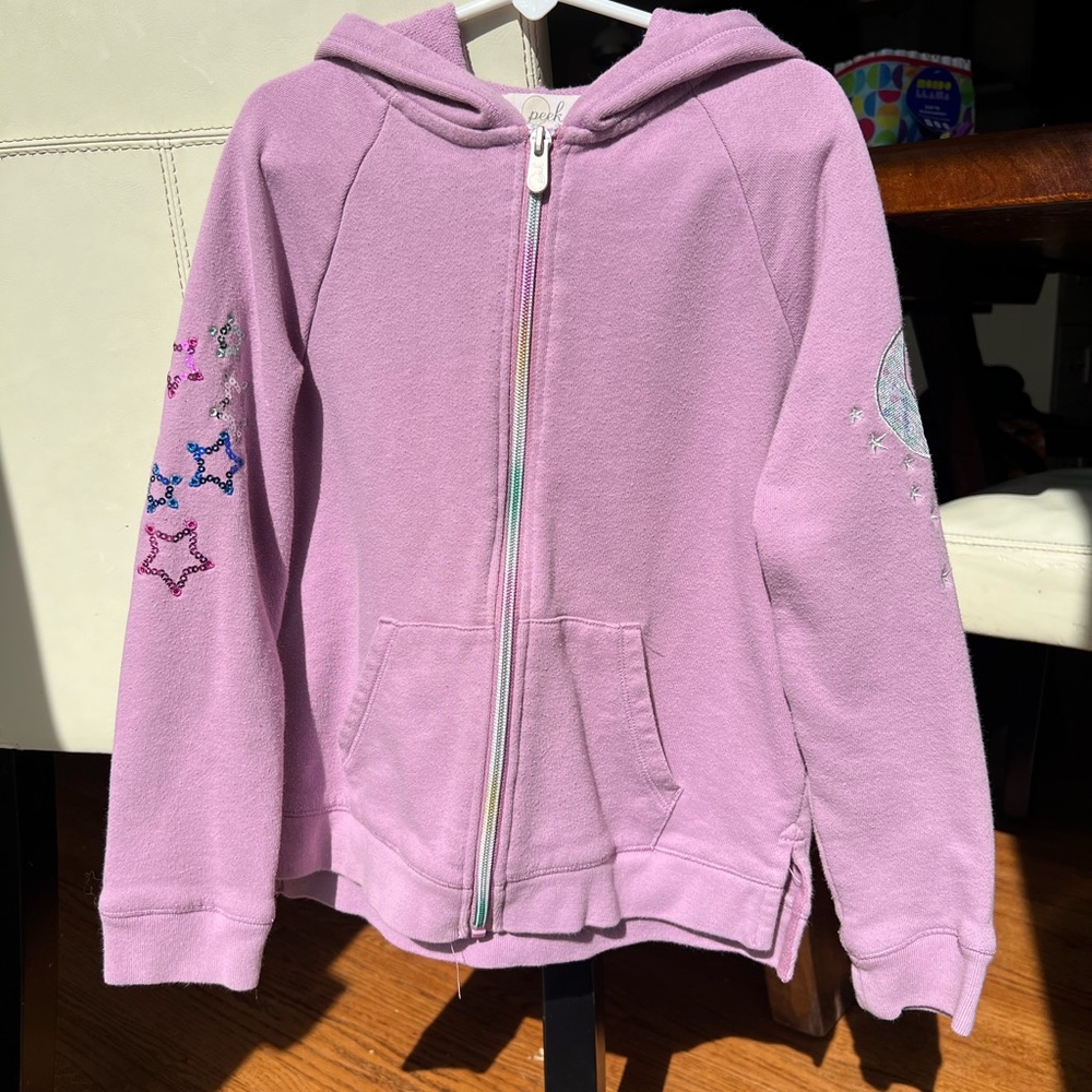 Peek girls full zip sweatshirt and leggings set, size 8.